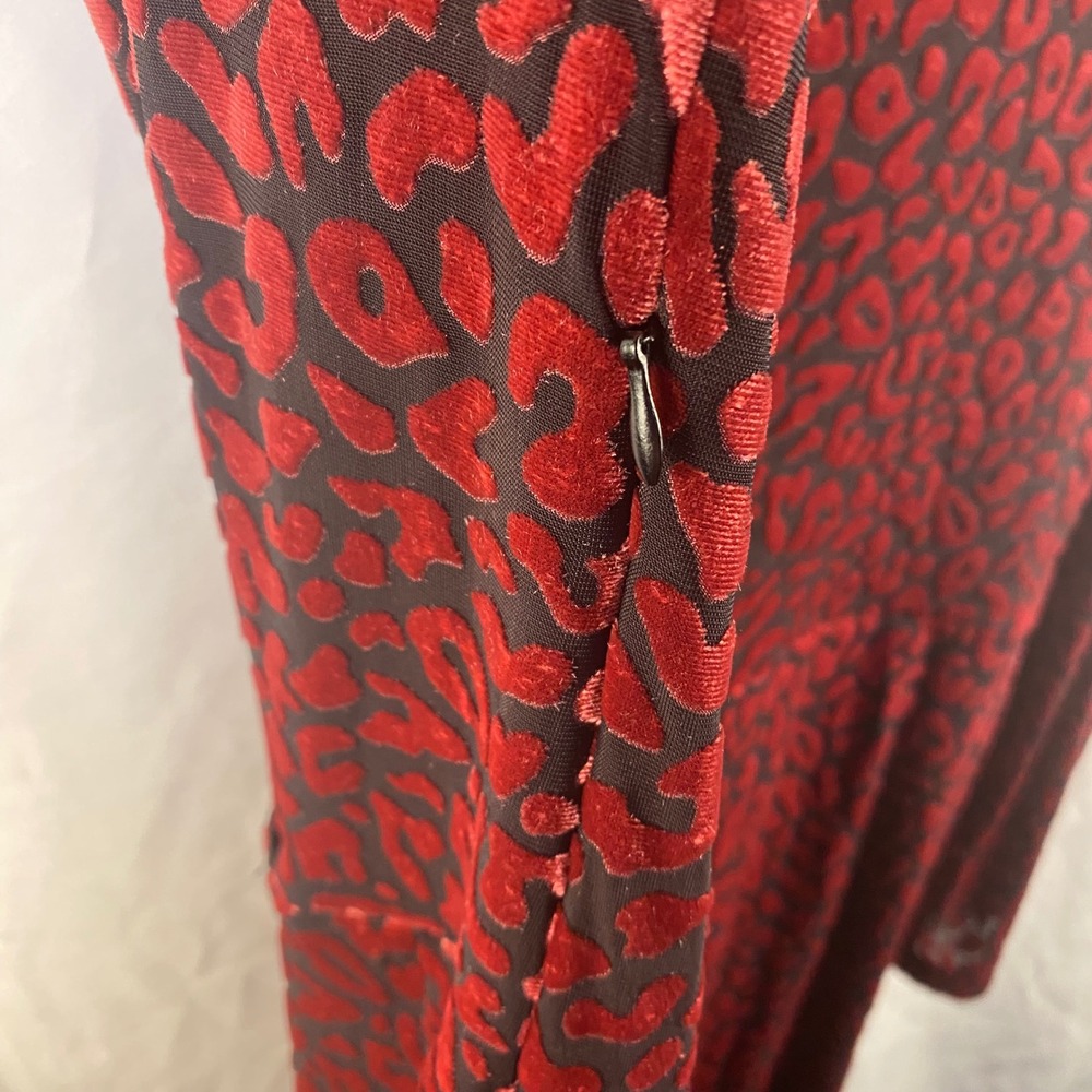 Rachel Roy Velvet Pink Black Leopard Print VNeck Sheath Dress Punk Whimsigoth 1X - Picture 8 of 10